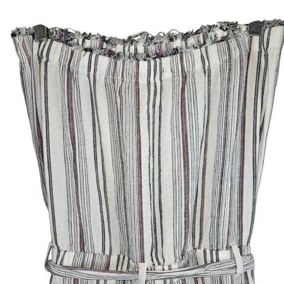 Cloth & Stone Anthropologie Linen Blend Strapless Striped Jumpsuit in M - Picture 4 of 8